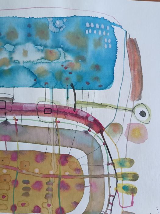 Obraz akwarelowy, akwarela, abstrakcja, praca autorska, format A2