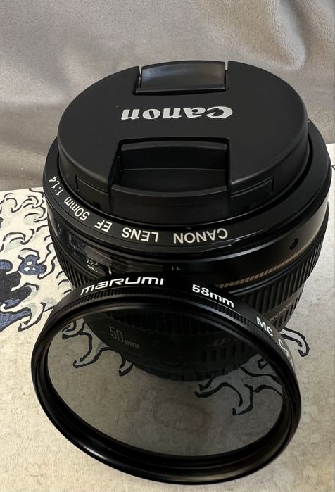 Об'єктив canon ef 50mm f/1.4 usm + поляризаційний світлофільтр marumi circular pl mc 58 мм