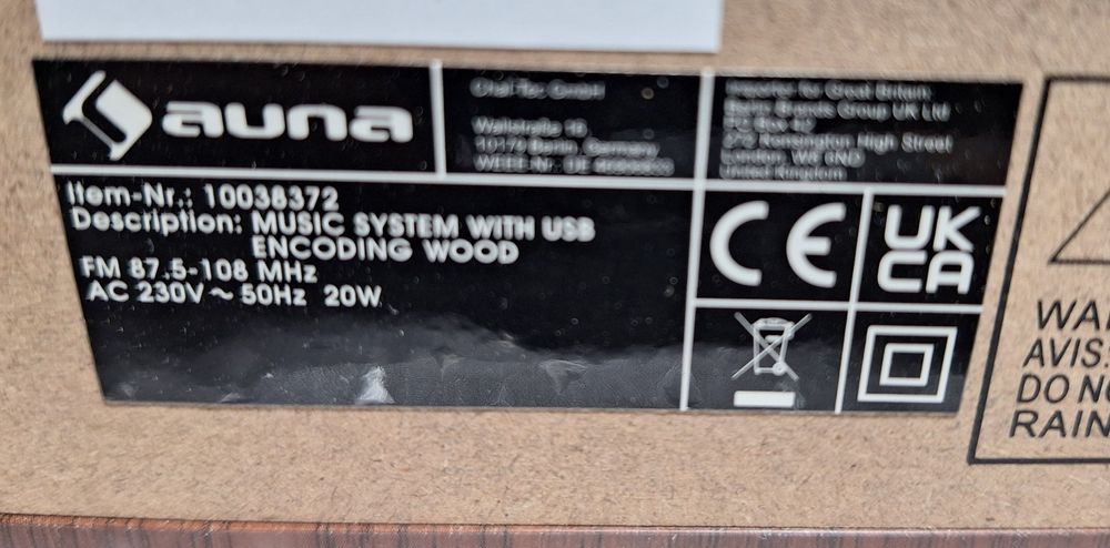 Стереосистема Музыкальный центр Auna Wood 388-BT