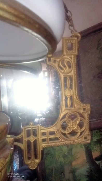 Stara Lampa wisząca naftowa Duża. Secesja Art Nouveau Oryginał ANTYK