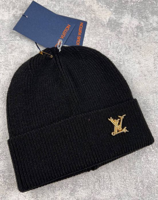 Шапка Louis Vuitton чорна чоловіча шапка луї віттон чорна чоловіча