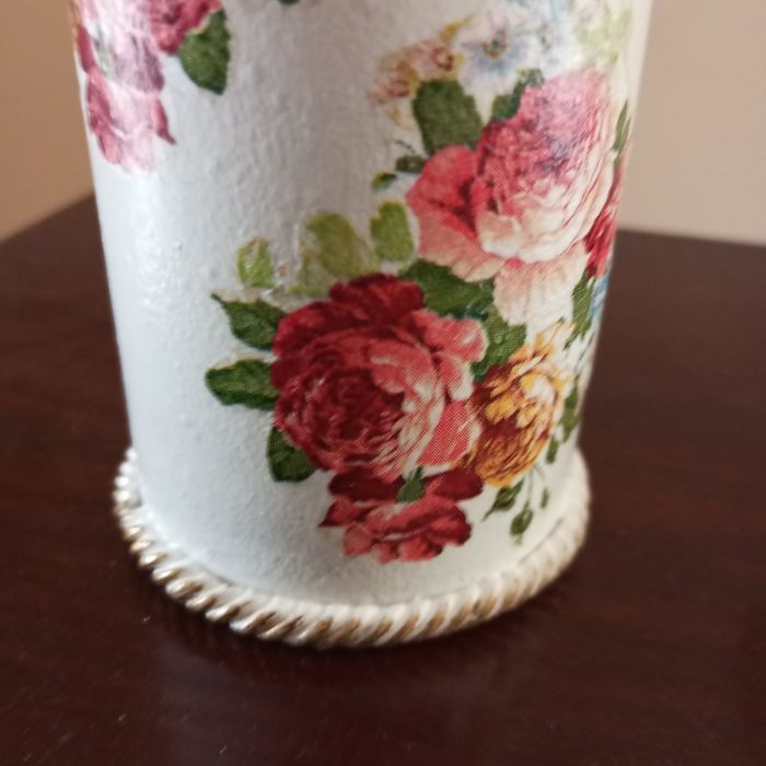 komplet-szkatułka, wazonik i świecznik hand made