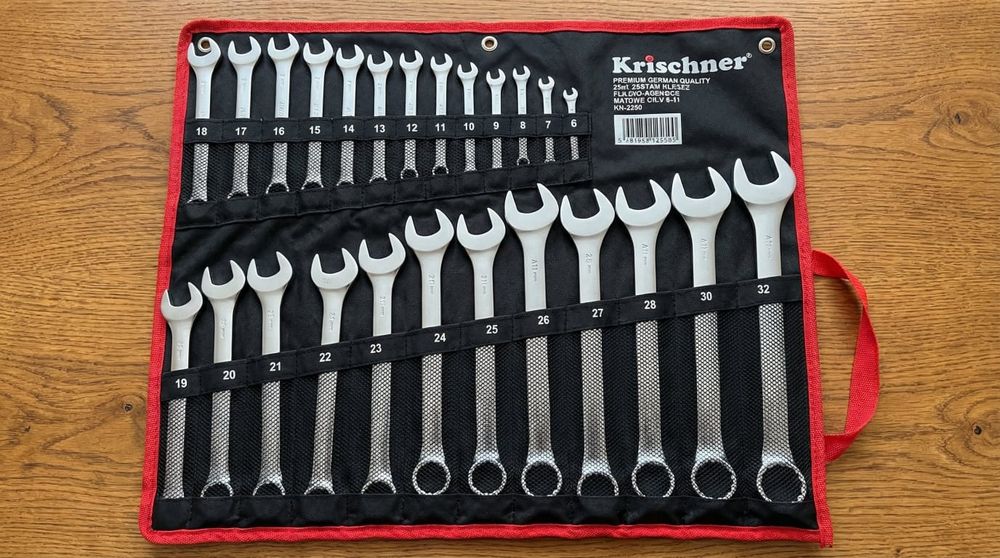 Nowy zestaw kluczy płasko‑oczkowych KRISCHNER 25 szt