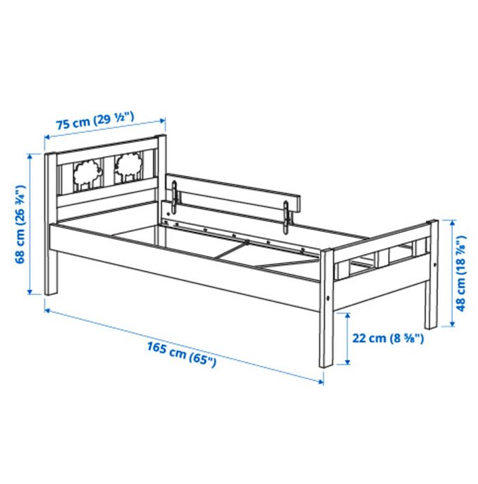 Cama de criança IKEA KRITTER com colchão e proteção lateral