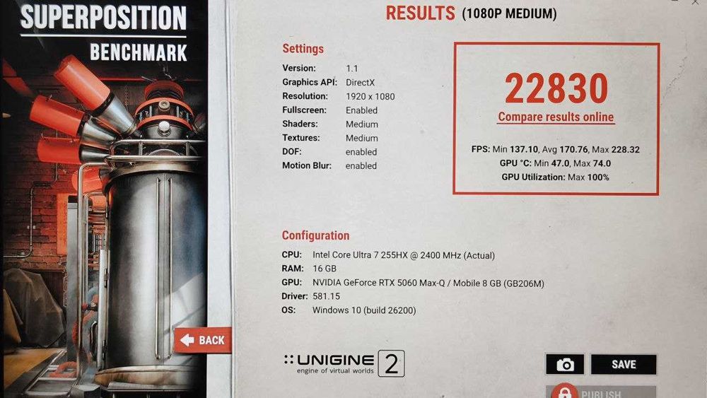 Acer Predator Helios 16 RTX 5060. Core 7 Ultra 255HX