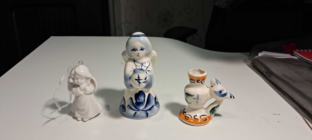 Новорічний набір керамічних янголів та свічників