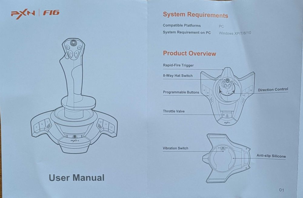 Joystick semi-novo PXN F-16 p/ PC - ideal para jogos de aviões