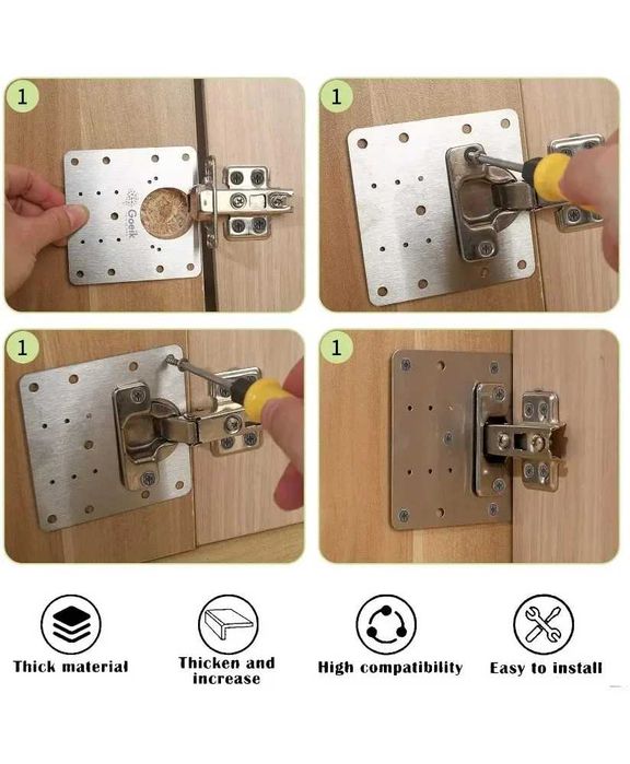 Placas de Reparação de Dobradiças, com Kit de Parafusos - 2 unidades