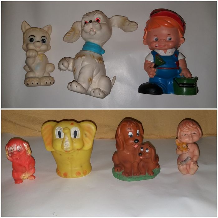Bonecos de borracha com chiar antigos, anos 80/9064738227564162120