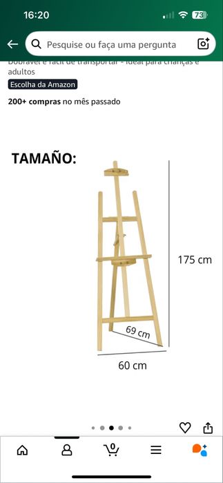 Cavalete madeira 175cm