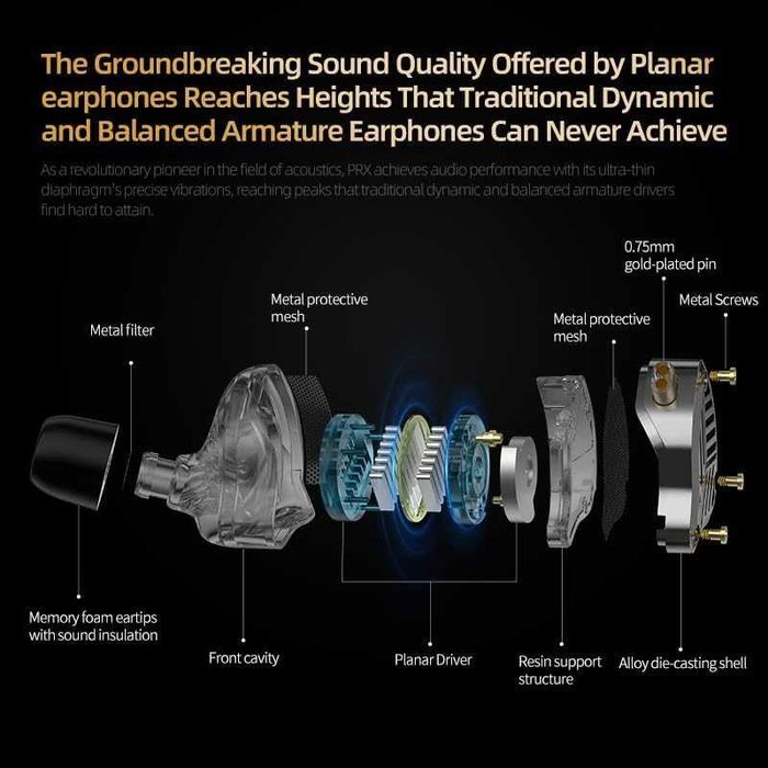 ‼️ KZ PRX (Black, with mic.) - наушники с планарные излучателем Gen 4