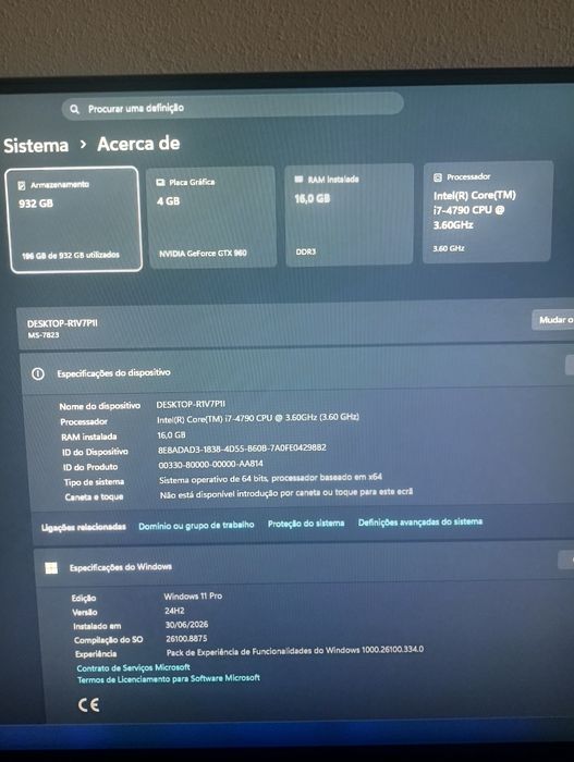 PC gamer Intel i7 com GTX 960 4Gb e placa wi-fi