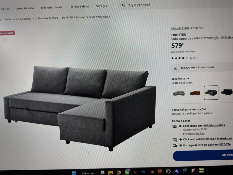 Sofá cama com chaise longue