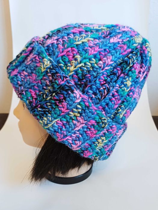 luźna czapka beanie, 25% wełna