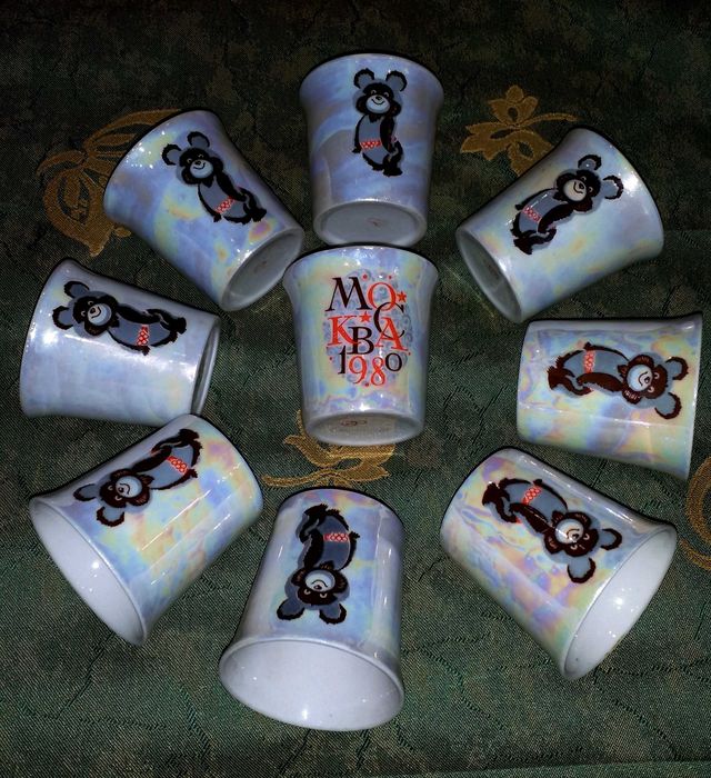 Мальцов,Олимпиада-80,чайное трио,сервиз ГДР,ваза.Графин Эгерман,стопки