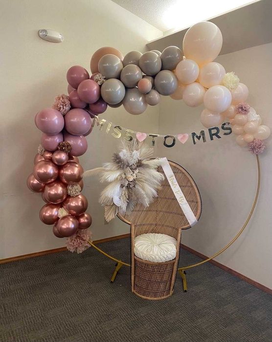 Stelaż metalowy do dekoracji, łuk ślubny 2,2m na balony, kwiaty, złoty