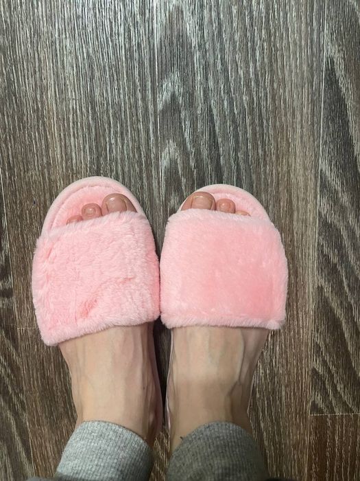 Пушистые домашние тапочки тапулечки 39 размер розовые