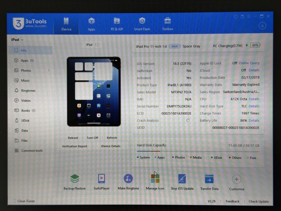 iPad Pro 11 1. gen. (A1980) - 64GB - faktura VAT 23%