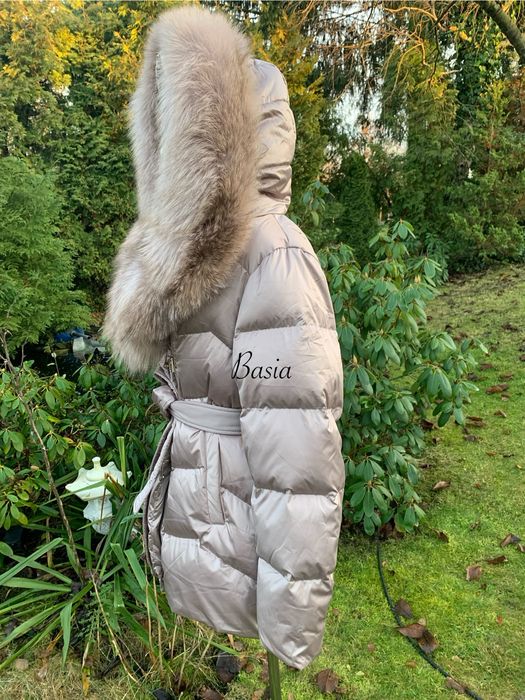 Kurtka puchowa z lisem naturalnym