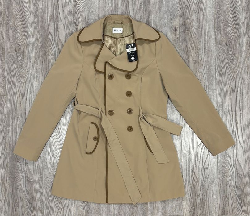 George 14 42 L Женский двубортный плащ тренч пальто l бежевый george