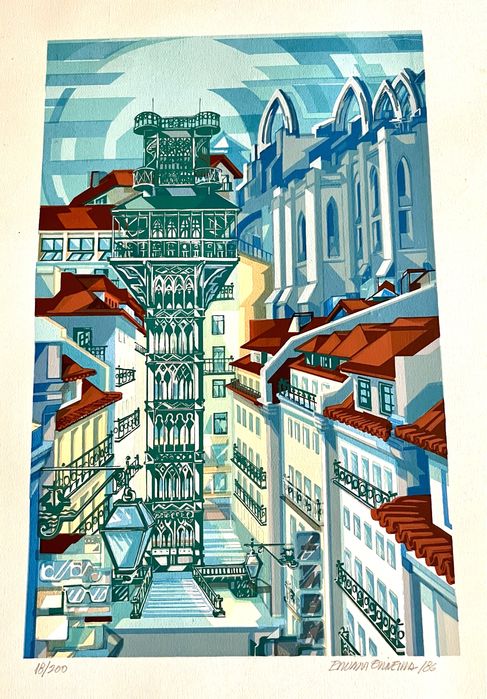 Ernani Oliveira - Serigrafia sobre papel, assinada, datada de 1986.