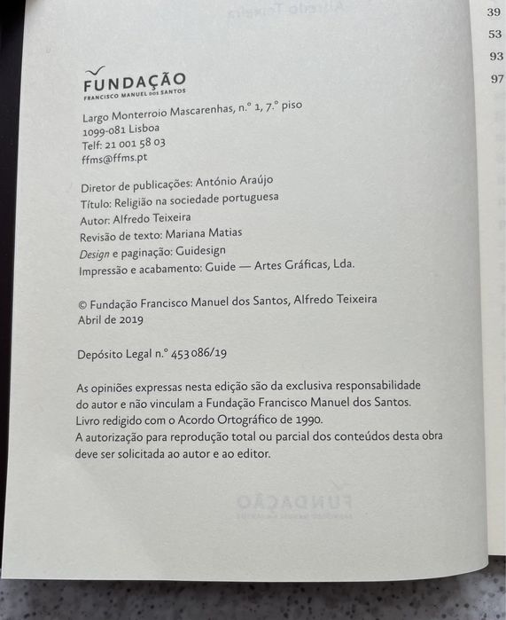 Livro: "Religião na sociedade portuguesa"