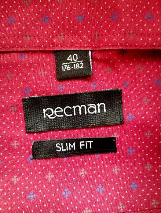 Koszula męska Recman - bordowa slim fit 40 (176-182)
