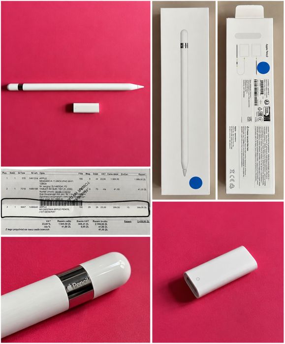 Apple Pencil 1. generacji MYQW3ZM/A + adapter USB-C | jak nowy | dowód zakupu