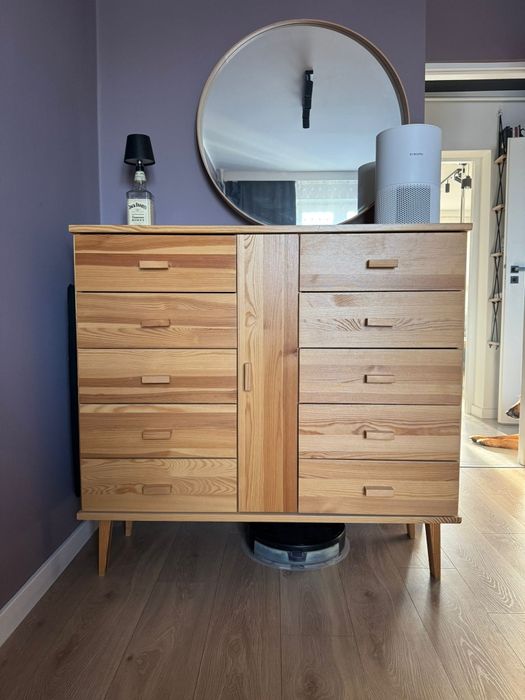 Okazja ! Komoda drewniana z szufladami, sosna, naturalne drewno