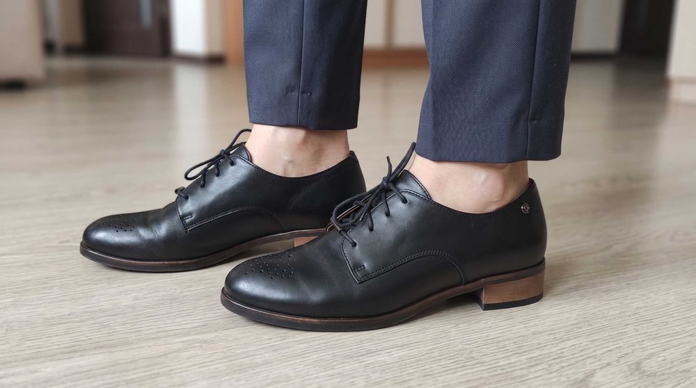 Качественные кожаные туфли / оксфорды на подошве Vibram | р. 38