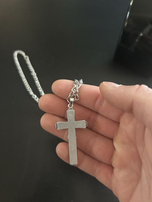 Łańcuszek pancerka z Krzyżykiem srebrny Nowy