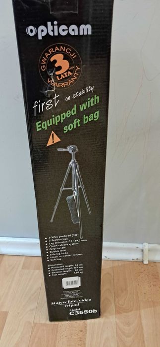 Statyw foto/video  Tripod OPTICAM C3550b Głowica 3-D Poziomica 157 cm