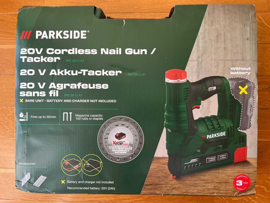 NOWY Zszywacz  akumulatorowy gwoździarka Parkside PAT 20V A1 model 2026r.