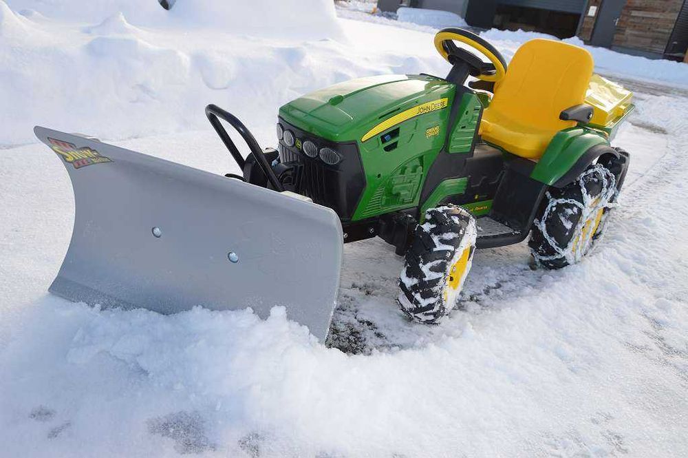 Traktor JOHN DEERE + PŁUG + przyczepa dla dzieci Peg Perego akumulator