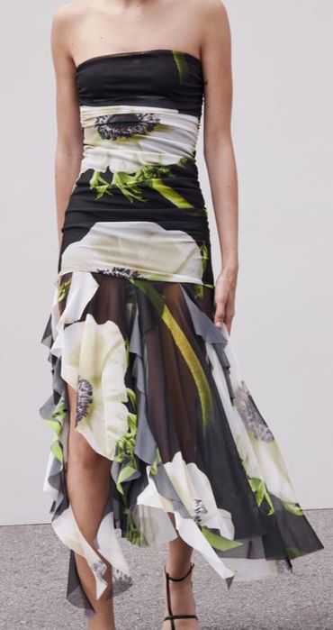 Zara asymetryczna sukienka w kwiaty NOWA rozmiar S