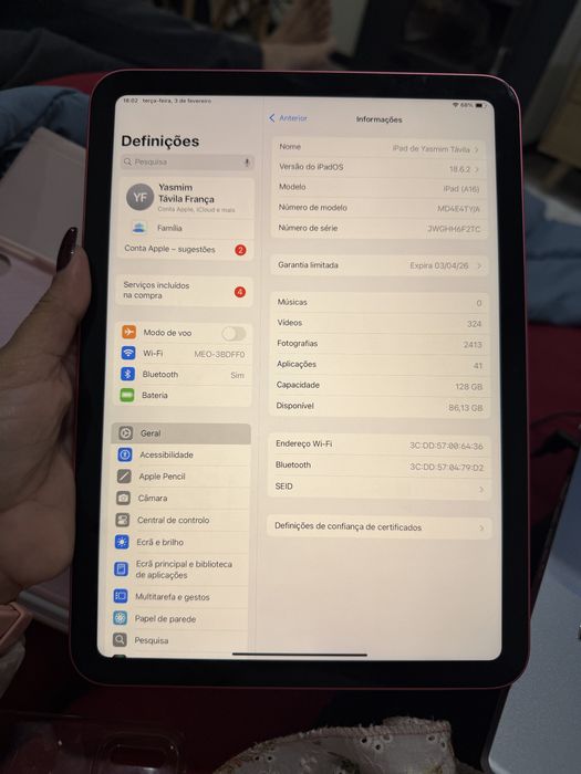 Ipad A16 128GB na garantia