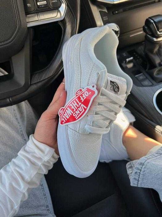 Vans Knu Skool white leather premium білі Ванси кну жіночі білі шкіряні ПРЕМІУМ