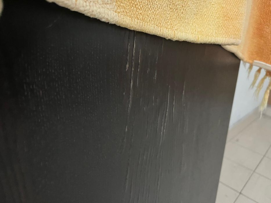 Mesa de jantar extensível preta em madeira