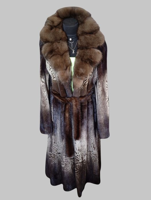 Saga mink. Дл 120см. Норковая шуба с соболем. Натуральная шуба