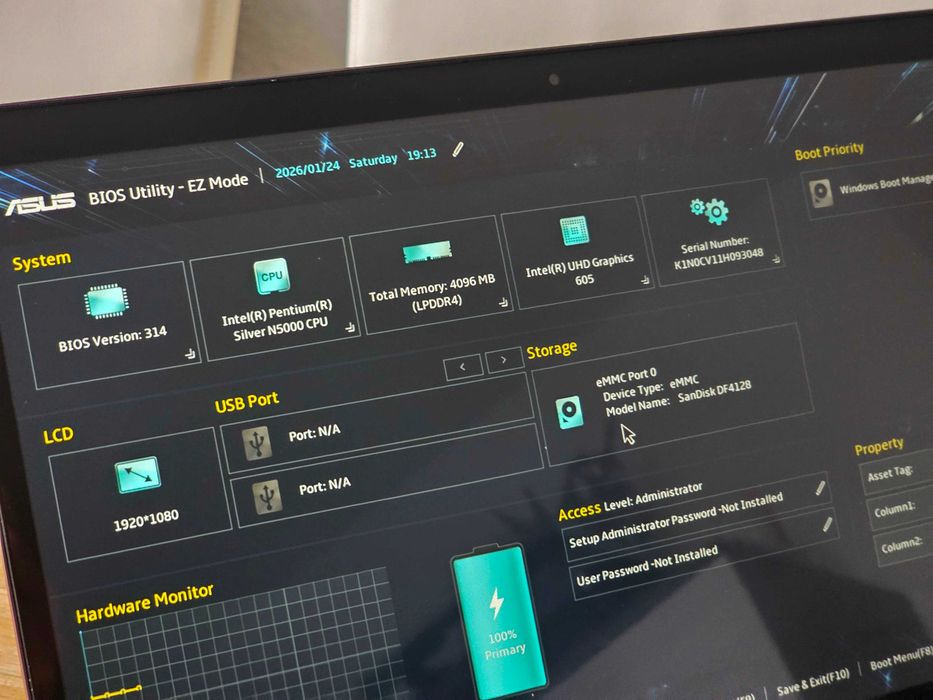 Ноутбук ASUS TP401M (2-в-1), 14″ Full HD, Pentium N5000, 4/128Gb SSD