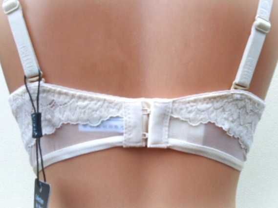 zmysłowy biustonosz z push-up 70/75C kremowy beż  ramiączka straps