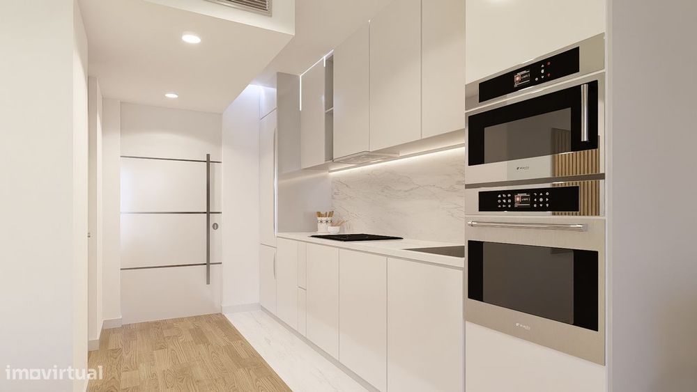 T0 Novo varanda e garagem em condomínio Fechado com jardim