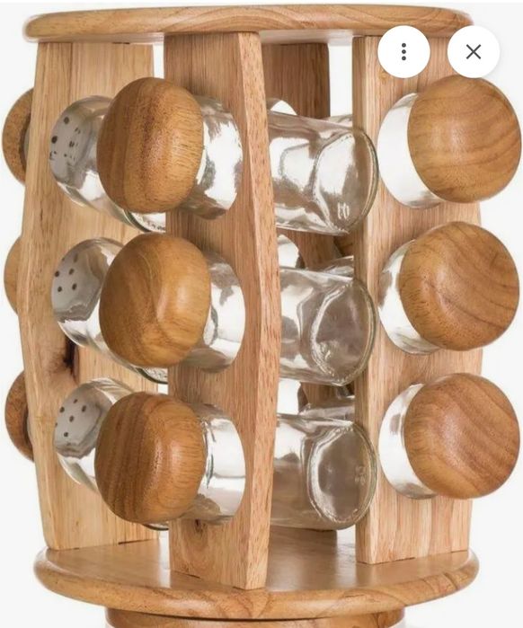 Przyprawnik obrotowy na 12 przypraw w drzewa kauczukowego