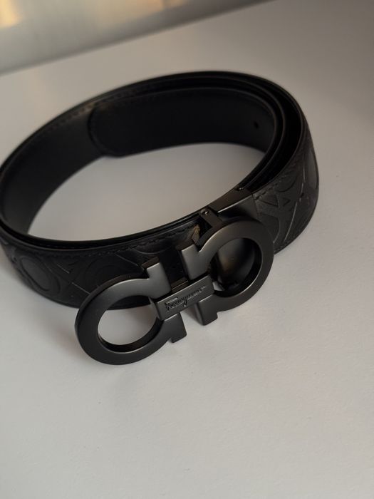 Чорний матовий чоловічий ремінь Salvatore Ferragamo