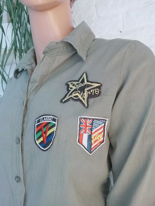 Bawełniana koszula damska khaki rozmiar S/10/38 Made in Italy