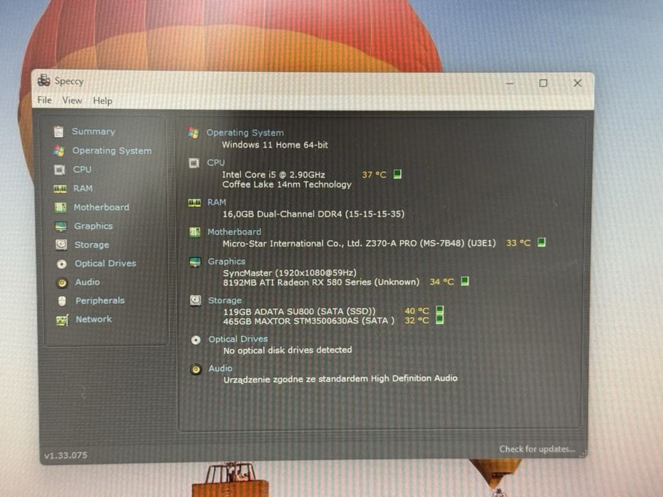 Komputer gamingowy i5, RX 580 8GB, 16GB RAM - zestaw