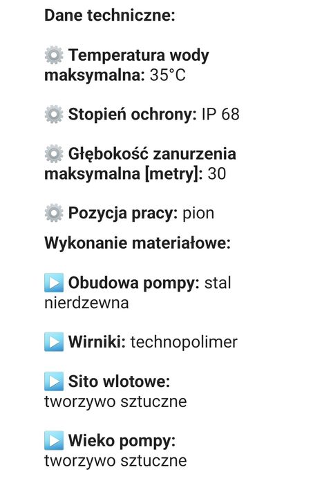 POMPA zatapialna do wody do studni 23OV SOLIDNA WYDAJNA OMNI