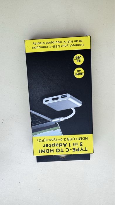 Адаптер тройник rype-c, hdmi, usb 3.0 4k