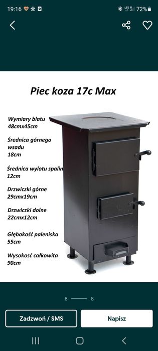 Ozdobny Karlik żeliwny piecyk 2 fajerki piec z żeliwa rura stalowa kol