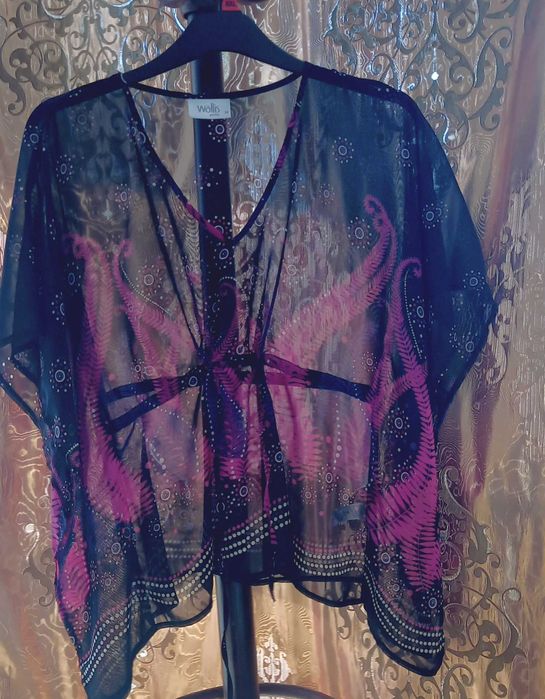 Bluzka WALLIS  a,la kimono, transparentna roz. M